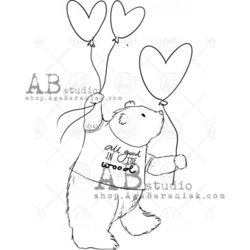 Sello de caucho Birthday Teddy Bear AB Studio