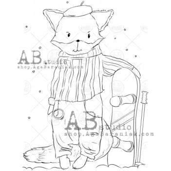Sello de caucho Christmas Fox AB Studio