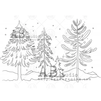Sello de caucho Christmas Trees AB Studio
