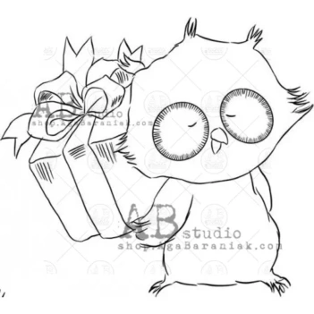 Sello de caucho Birthday Owl #01 AB Studio