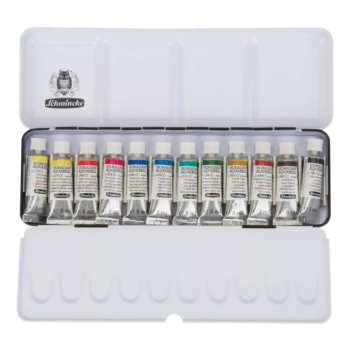 Scatola di metallo 12 tubi per acquerello Schmincke da 5 ml