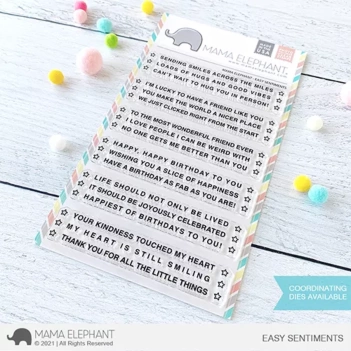 Set di timbri trasparenti Easy Sentiments Mama Elephant