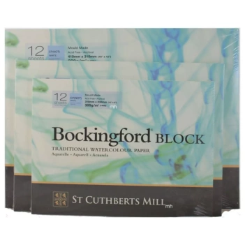 Bockingford Pad 300 g/m² 4-seitig geklebt, feinkörnig St Cuthberts Mill