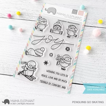 Set de Sellos Transparentes Pinguine gehen Schlittschuhlaufen Mama Elephant