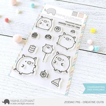 Mama Elephant Set mit Transparenten Stempeln - Zodiac Pig