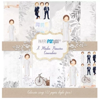 Kit de Scrapbooking Un Día de Ilusión Niño Castaño Portugués PapersForYou 30x30cm