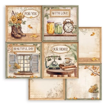 Papel 6 tarjetas Romantic Golden Harmony Stamperia 30x30cm