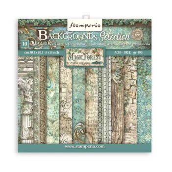 Scrapbooking Set Backgrounds Magic Forest Stamperia 20x20cm