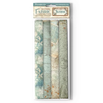 Stamperia Alterego Set 4 Vellen Stof Fabric 30x30cm