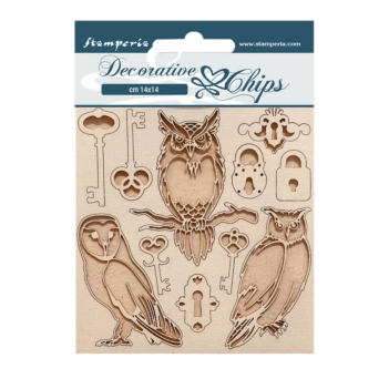 Chipboard Die-Cuts Keys and Owls Vintage Library Stamperia