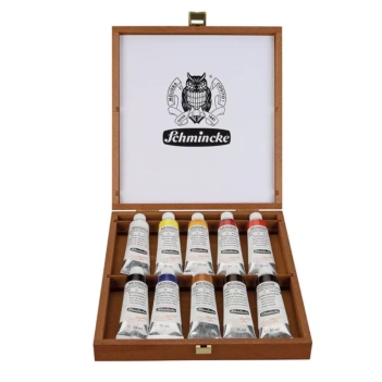 Coffret bois 10 tubes d'huile Mussini Scmincke 35ml