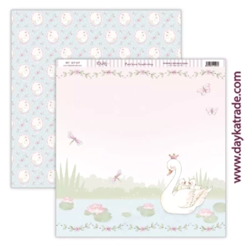 Papel SCP-437 Cisne con flores y mariposas Ha Nacido una Estrella Niña Dayka 30x30cm