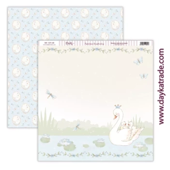 Carta SCP-449 cigno con fiori e farfalle Ha Nacido una Estrella Niño Dayka 30x30cm
