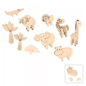 Set 12 Houten Dieren Safari Artemio