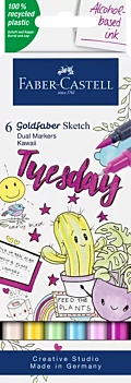 Karton mit 6 Kawaii Goldfaber Sketch Dual Faber-Castell Markern