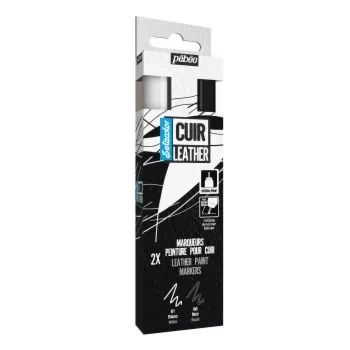 Set van 2 zwart-witte Setacolor Pebeo lederen markers