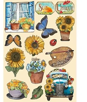 Hout Die-Cuts Zonnebloem Art Stamperia