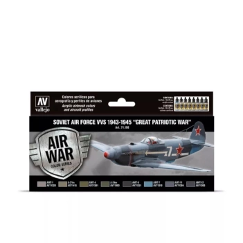 Zestaw 8 farb modelarskich 198 Radzieckie Siły Powietrzne VVS 1943-1945 "Wielka Wojna Ojczyźniana" Air War Vallejo 17ml