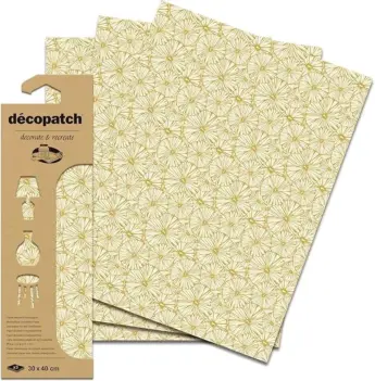 Décopatch Decorate & Recreate Decoupage-Papierset mit Folie goldene Blumen 30x40cm
