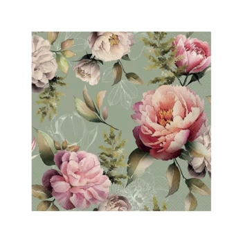 Peonies Composition Green Ambiente 33x33cm Napkins