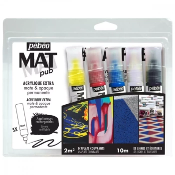 Pebeo MatPub Set of 5 Refillable Markers 30ml