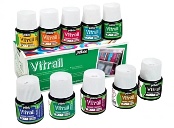 Set 10 pinturas para cristal Vitrail Pebeo 45ml