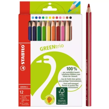 Conjunto 12 lápis Stabilo Greentrio