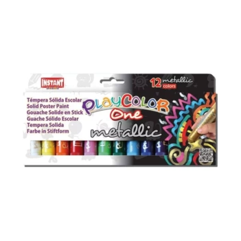 Playcolor Metallic One Set 12 Tempera in Stiftform 10g