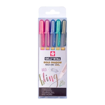 Set of 5 Gelly Roll Gold Shadow gel pens