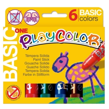 Set mit 6 festen Temperafarben Basic Playcolor 10 g