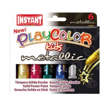 Playcolor Metallic Kids Set 6 Tempera in Stiftform 10g