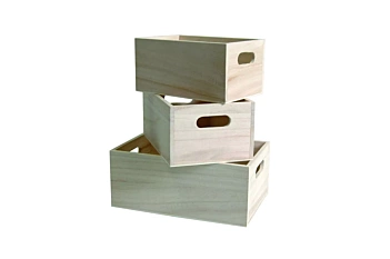 Set di 3 scatole di legno