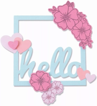 Set Troquel Framelits + Sellos Floral Hello Sizzix 665656
