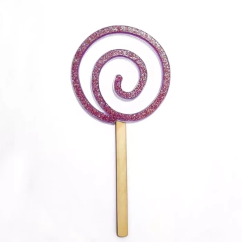 Shaker Piruleta Metacrilato Glitter Rosa Kora Projects