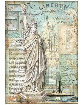 Stamperia Sir Vagabond Aviator Rice Paper Statue of Liberty 21x29cm