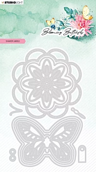 Set de Troqueles Shaker Labels Blooming Butterfly Studio Light