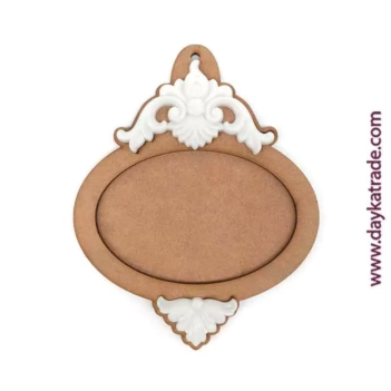 Silueta de madera Bola de Navidad Ovalada con Resina Blanca Dayka