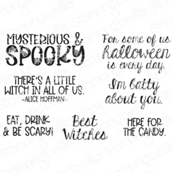Ensemble de tampons en caoutchouc Spooky Sentiment Stamping Bella