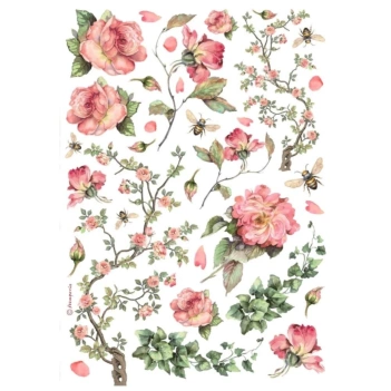 Carta di Riso Rose e Edera Best Sellers Stamperia 21x30cm