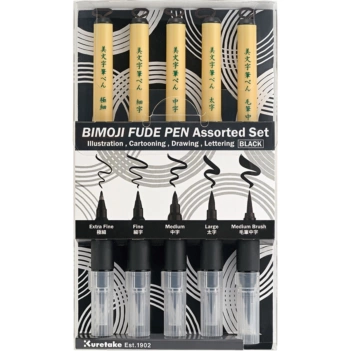 Kit 5 marcadores variados Bimoji Fude Kuretake