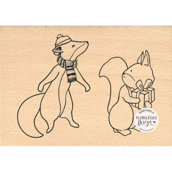 Houten stempel Cute Friends Histoires d'Hiver Florilèges Design