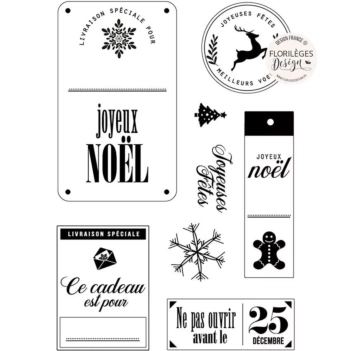 Set de sellos acrílicos Etiquetas de Fiesta Histoires d'Hiver Florilèges Design
