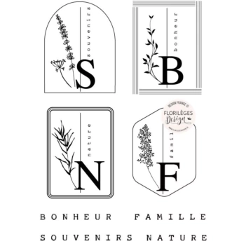 Set di timbri acrilici Etichette floreali 1 Herbarium Florilèges Design