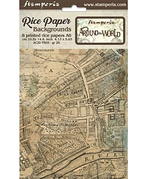 Set 8 papeles de arroz Backgrounds Around the World Stamperia 10x15cm