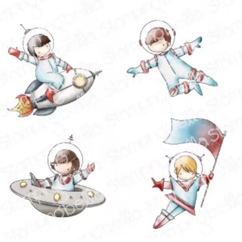 Sello de Caucho Tiny Townie Astronauts Stamping Bella