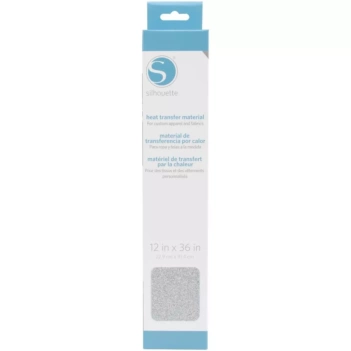 Transfer Para Tecido Silhouette Branco e Prata Glitter 12"