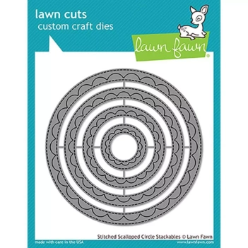 Lawn Fawn Dies Outside in stitched scalloped circle compatible with Sizzix