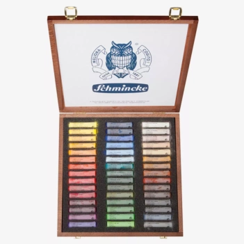 Wooden box of 45 Schmincke soft pastels