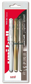 Set 3 Penne Gel Signo Broad Metallic Colors Uni-Ball