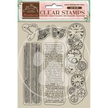 Set of Transparent Stamps Clocks Welcome Home Create Happiness Stamperia